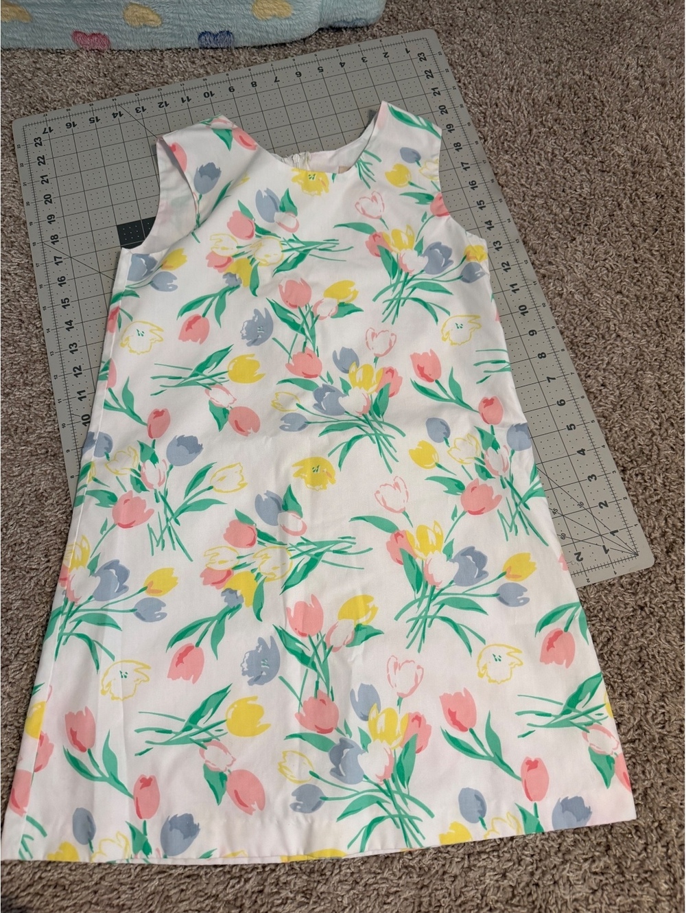 Vintage Beaufort Bonnet Company Sleeveless A-Line Dress with Pastel Tulip Print,